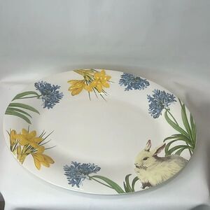 Blossoms & Blooms Easter Ceramics Oval Serving Platter12 In X 16 In Bunny Floral